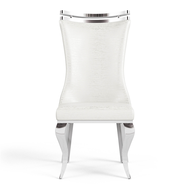 Furniture of America Obadia Faux Leather Side Chairs in White (Set of 2)