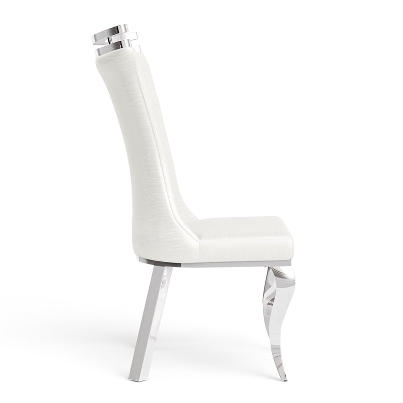 Furniture of America Obadia Faux Leather Side Chairs in White (Set of 2)