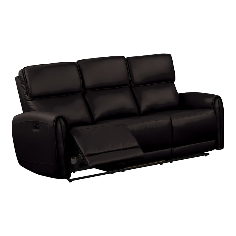 Furniture of America Alipark 2-Piece Faux Leather Power Sofa Set in Black