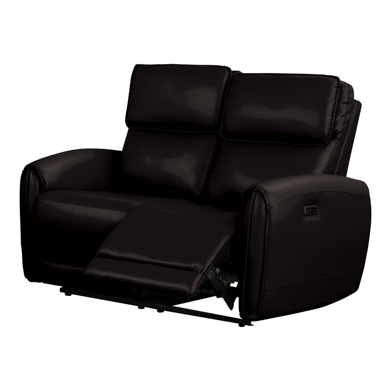 Furniture of America Alipark 2-Piece Faux Leather Power Sofa Set in Black