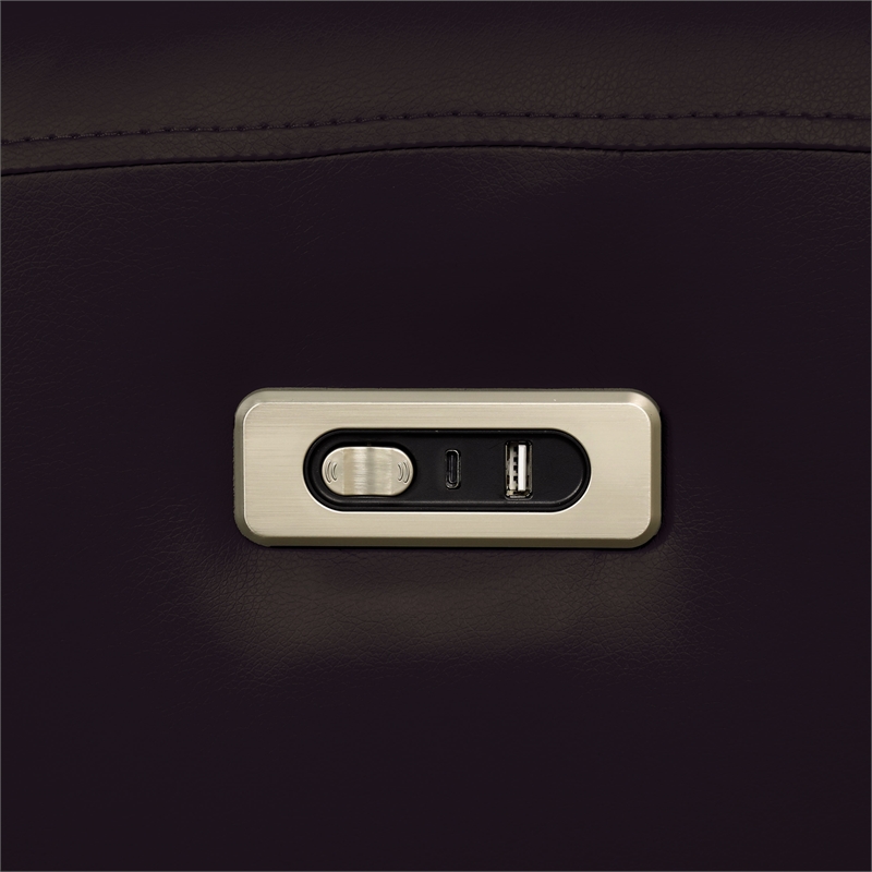 Furniture of America Alipark 2-Piece Faux Leather Power Sofa Set in Black