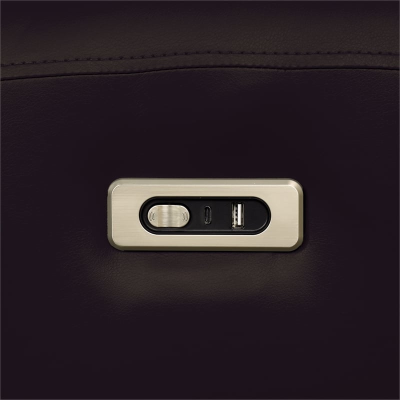 Furniture of America Alipark Faux Leather Power Sofa with USB Ports in Black