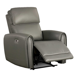furniture of america alipark faux leather power recliner with usb ports in gray