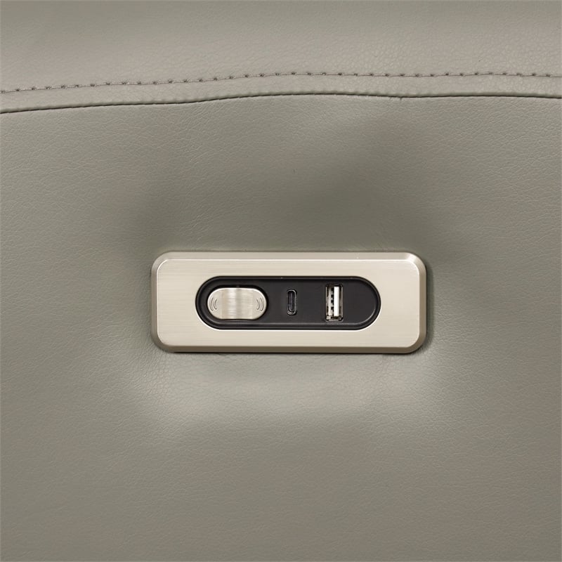 Furniture of America Alipark Faux Leather Power Loveseat with USB Ports in Gray