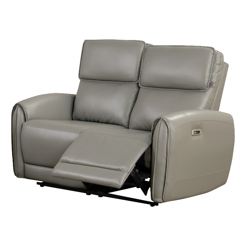 Furniture of America Alipark Faux Leather Power Loveseat with USB Ports in Gray