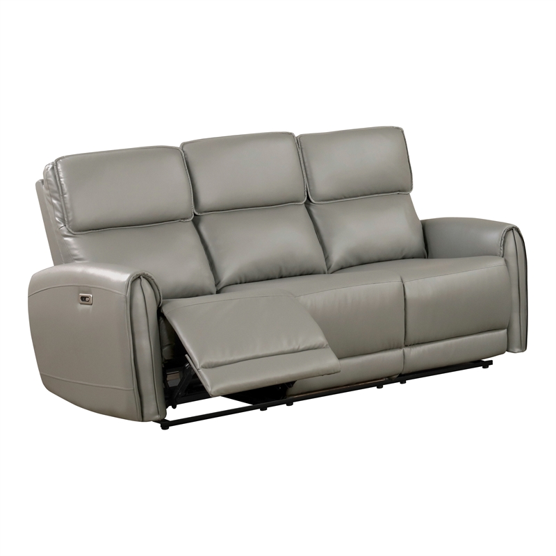 Furniture of America Alipark 2-Piece Faux Leather Power Sofa Set in Gray