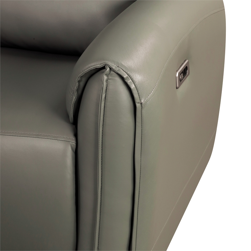 Furniture of America Alipark Faux Leather Power Sofa with USB Ports in Gray