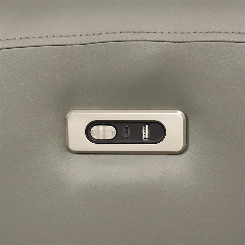 Furniture of America Alipark Faux Leather Power Sofa with USB Ports in Gray