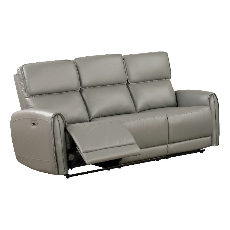 Furniture of America Alipark Faux Leather Power Sofa with USB Ports in Gray