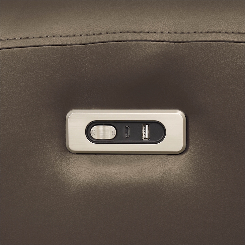 Furniture of America Alipark Faux Leather Power Recliner in Light Brown