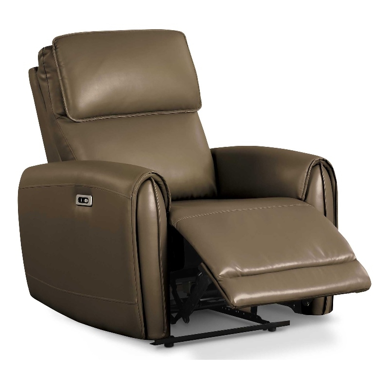 Furniture of America Alipark Faux Leather Power Recliner in Light Brown