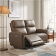 Furniture of America Alipark Faux Leather Power Loveseat in Light Brown