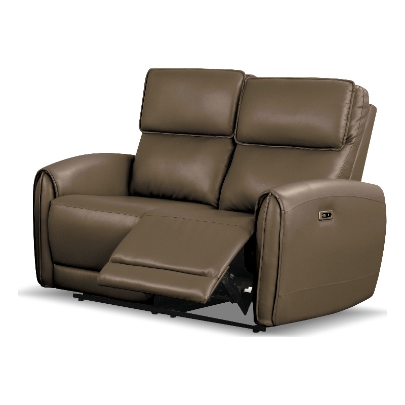 Furniture of America Alipark Faux Leather Power Loveseat in Light Brown