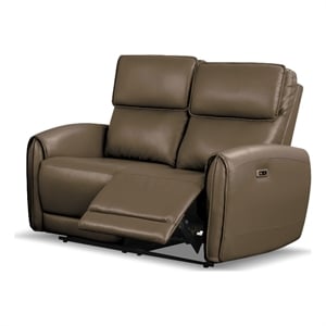 Furniture of America Alipark Faux Leather Power Loveseat in Light Brown
