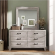 FOA Junile 2-Piece 6-Drawer Wood Dresser and Mirror Set in Washed White