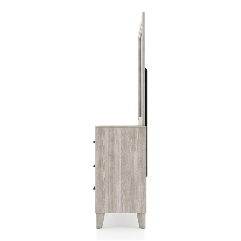 FOA Junile 2-Piece 6-Drawer Wood Dresser and Mirror Set in Washed White