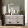 FOA Junile 2-Piece 6-Drawer Wood Dresser and Mirror Set in Washed White