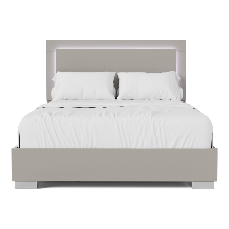 Furniture of America Ventrack LED Light Wood Eastern King Bed in Light Taupe