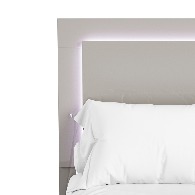 Furniture of America Ventrack LED Light Wood Eastern King Bed in Light Taupe