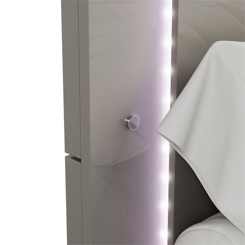 Furniture of America Ventrack LED Light Wood Eastern King Bed in Light Taupe