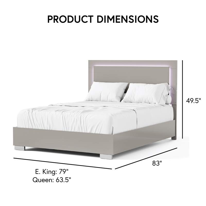 Furniture of America Ventrack LED Light Wood Queen Bed in Light Taupe