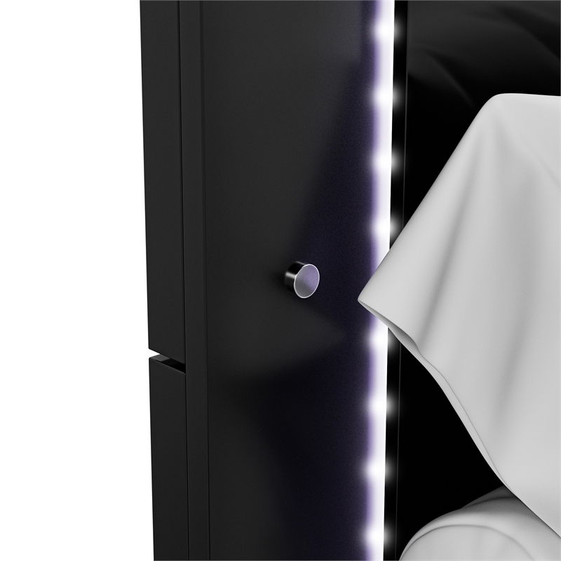 Furniture of America Ventrack LED Light Wood Eastern King Bed in Piano Black