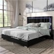 Furniture of America Ventrack LED Light Wood Queen Bed in Piano Black