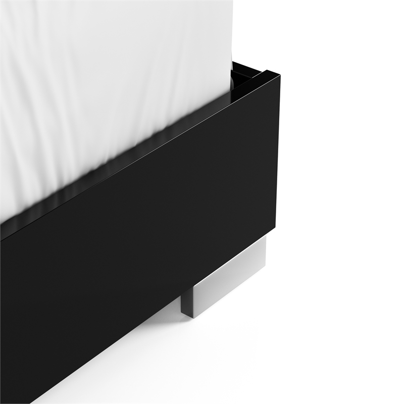 Furniture of America Ventrack LED Light Wood Queen Bed in Piano Black