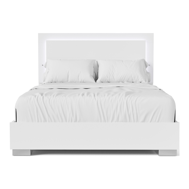 Furniture of America Ventrack LED Light Wood Eastern King Bed in White