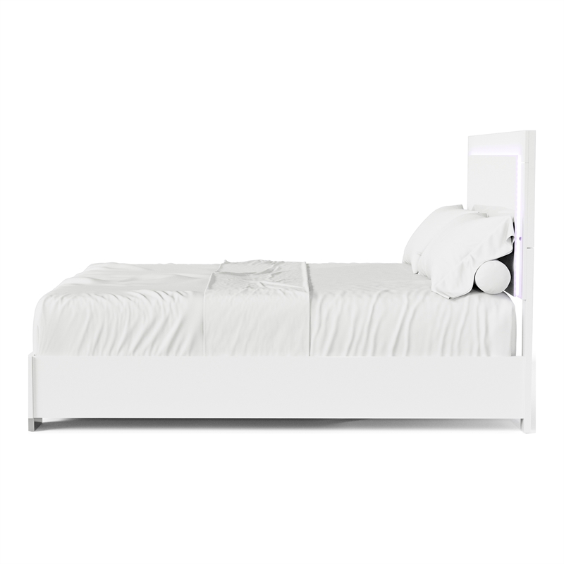 Furniture of America Ventrack LED Light Wood Eastern King Bed in White