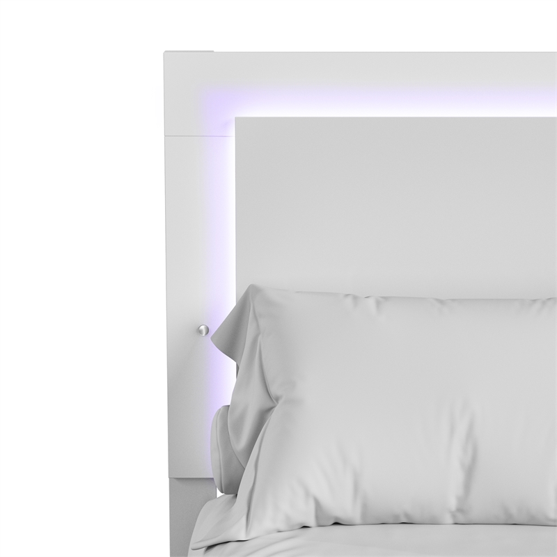 Furniture of America Ventrack LED Light Wood Eastern King Bed in White