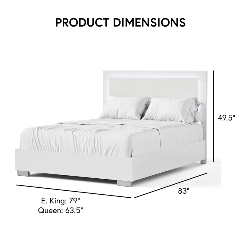 Furniture of America Ventrack LED Light Wood Eastern King Bed in White