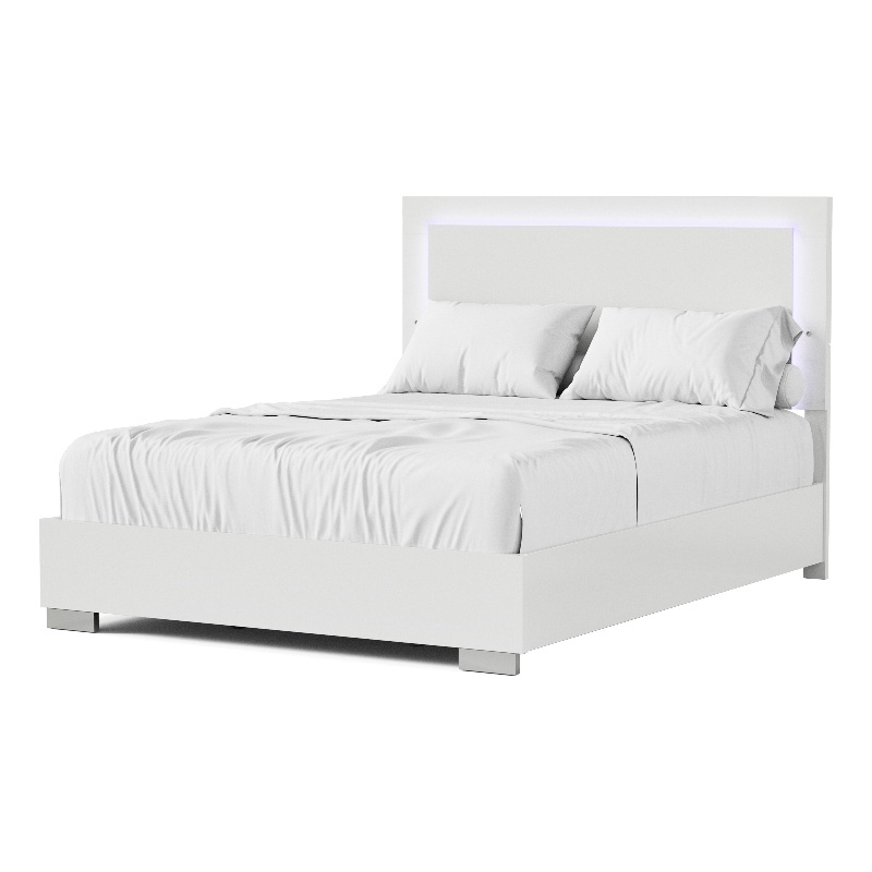 Furniture of America Ventrack LED Light Wood Queen Bed in White