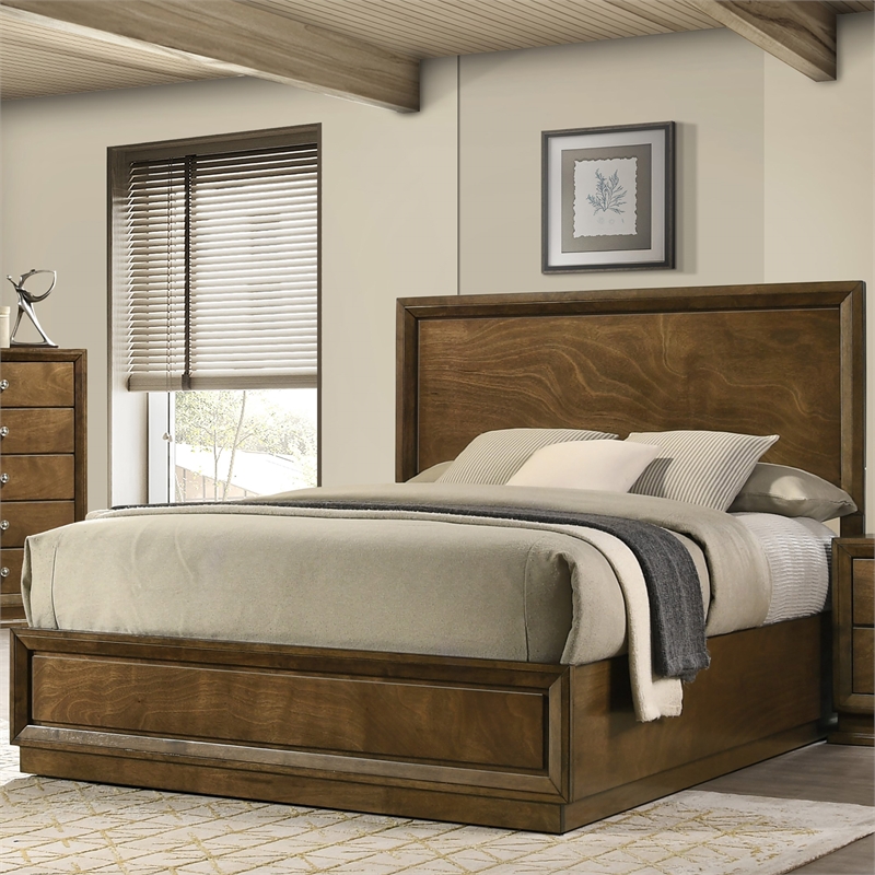 Furniture of America Nellam Foundation Required Wood Queen Bed in Walnut