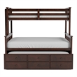 FOA Hammon Wood Twin over Full Bunk Bed with Trundle and Drawers in Dark Walnut