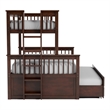 FOA Hammon Wood Twin over Full Bunk Bed with Trundle and Drawers in Dark Walnut