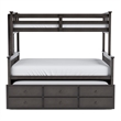 FOA Hammon Wood Twin over Full Bunk Bed with Trundle and Drawers in Stain Gray