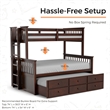 FOA Hammon Wood Twin over Full Bunk Bed with Trundle and Drawers in White