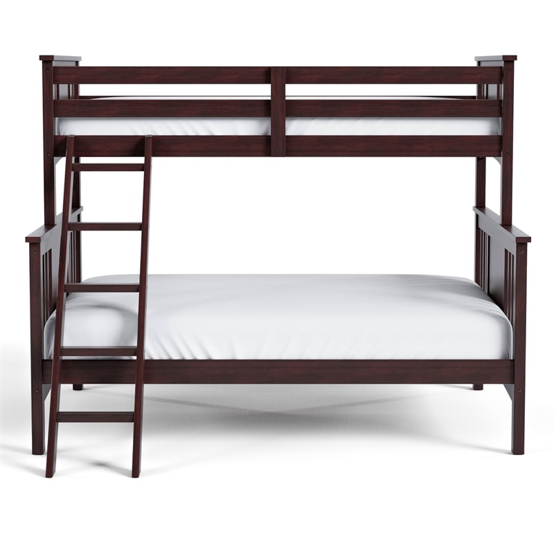 Furniture of America Sinclare Wood Twin over Full Bunk Bed in Dark Walnut