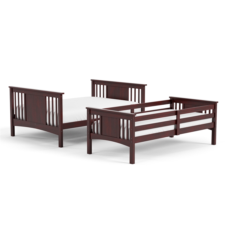 Furniture of America Sinclare Wood Twin over Full Bunk Bed in Dark Walnut