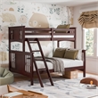 Furniture of America Sinclare Wood Twin over Full Bunk Bed in Dark Walnut