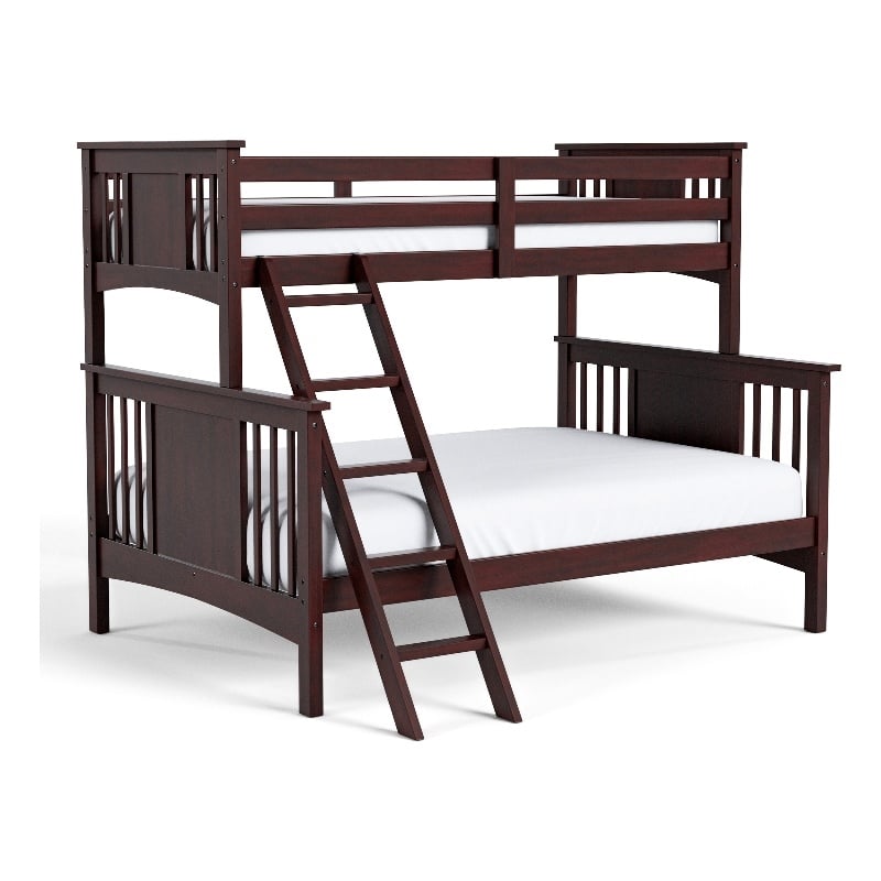 Furniture of America Sinclare Wood Twin over Full Bunk Bed in Dark Walnut