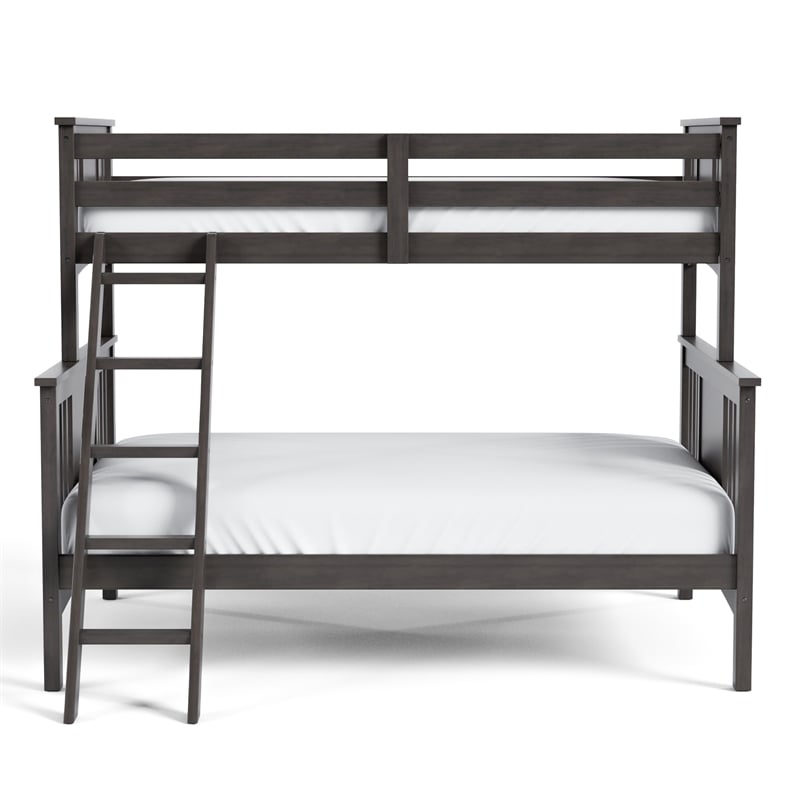 Furniture of America Sinclare Wood Twin over Full Bunk Bed in Stain Gray