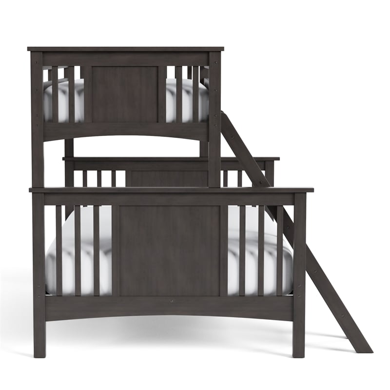 Furniture of America Sinclare Wood Twin over Full Bunk Bed in Stain Gray