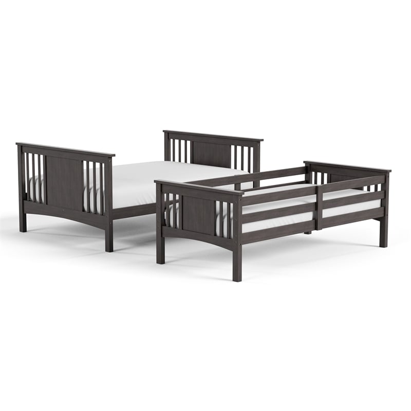 Furniture of America Sinclare Wood Twin over Full Bunk Bed in Stain Gray