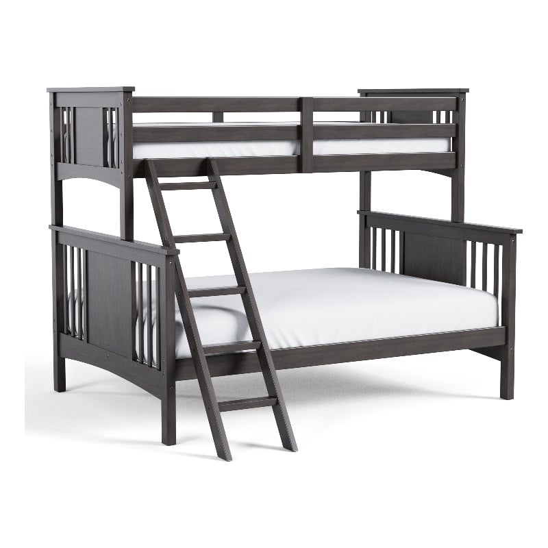 Furniture of America Sinclare Wood Twin over Full Bunk Bed in Stain Gray