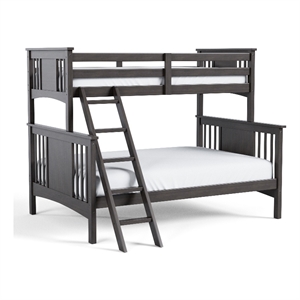 Furniture of America Sinclare Wood Twin over Full Bunk Bed in Stain Gray