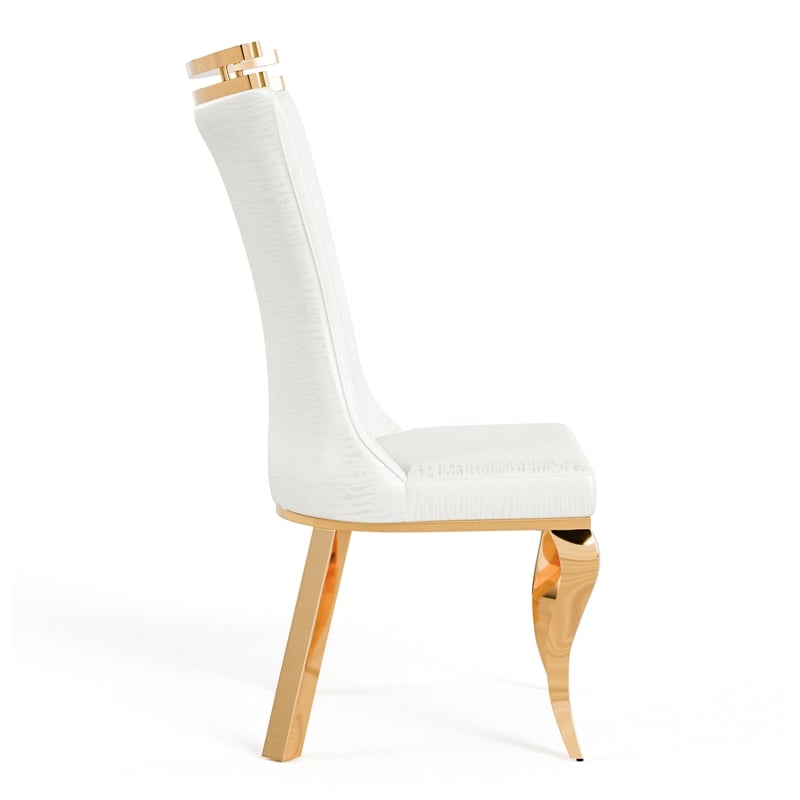 Furniture of America Netale Faux Leather Side Chairs in White (Set of 2)