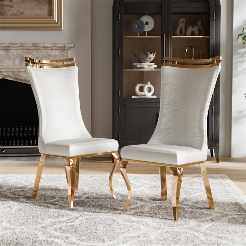 Furniture of America Netale Faux Leather Side Chairs in White (Set of 2)