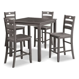 furniture of america haarven 5-piece wood counter height table set in gray